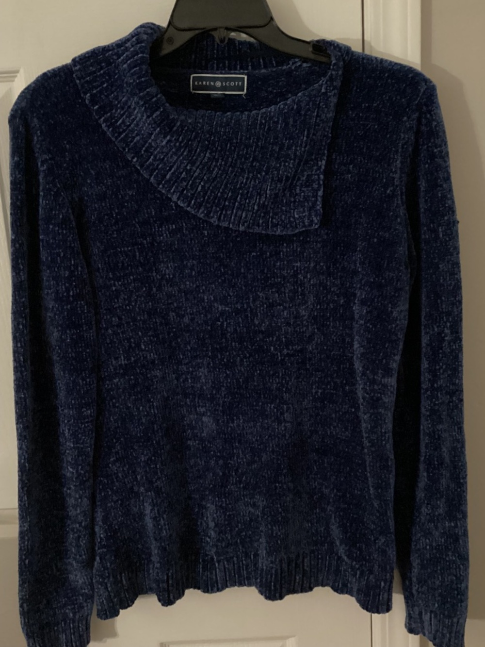 Karen Scott, Blue Chenille Sweater